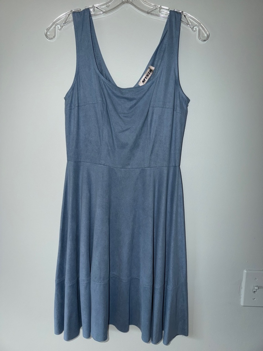 Mystic Slate Blue Sleeveless Scoop-Neck Fit & Flare Dress